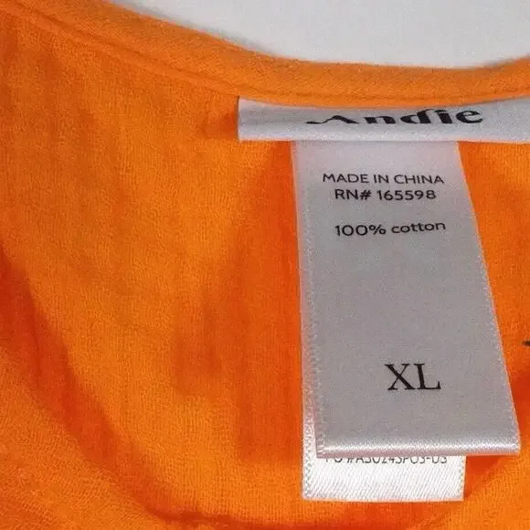 XL Andie Barreta Dress $118 Swim Coverup Dress Orange Cotton Gauze New NWOT - Picture 7 of 13